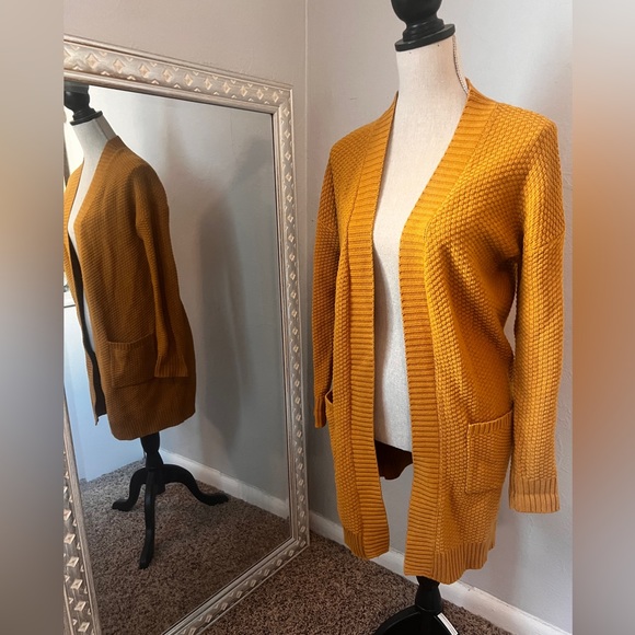 Max Studio Mustard Open-Front Cardigan Size Medium - Picture 3 of 15